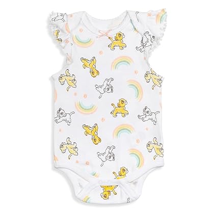 Disney Classics The Aristocats Lion King Winnie the Pooh Pixar Toy Story Baby Girls 5 Pack Bodysuits Newborn to Infant