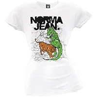 Norma Jean - Womens T-rex Juniors T-shirt Medium White