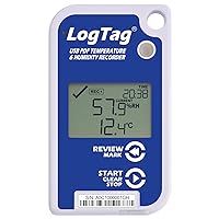 UHADO-16, Multi-use Data Logger, Temperature & Humidity, 16,000 Readings, with Display, with USB, White/Blue