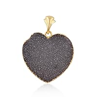 Mode Joays Heart Shape grey Agate Druzy necklace, 18K Gold Electroplated, Single Bail Pendant Charms, DIY pendant necklace
