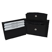 LeatherBoss Genuine Leather Men's Compact Wallet With Coin Pocket, Black