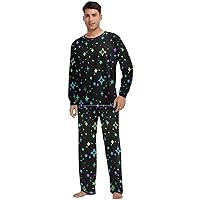 ALAZA Bright Stars Pajama Set for Men Women,Long Sleeve Top & Bottom Sleepwear Set Soft Lounge Nightwear