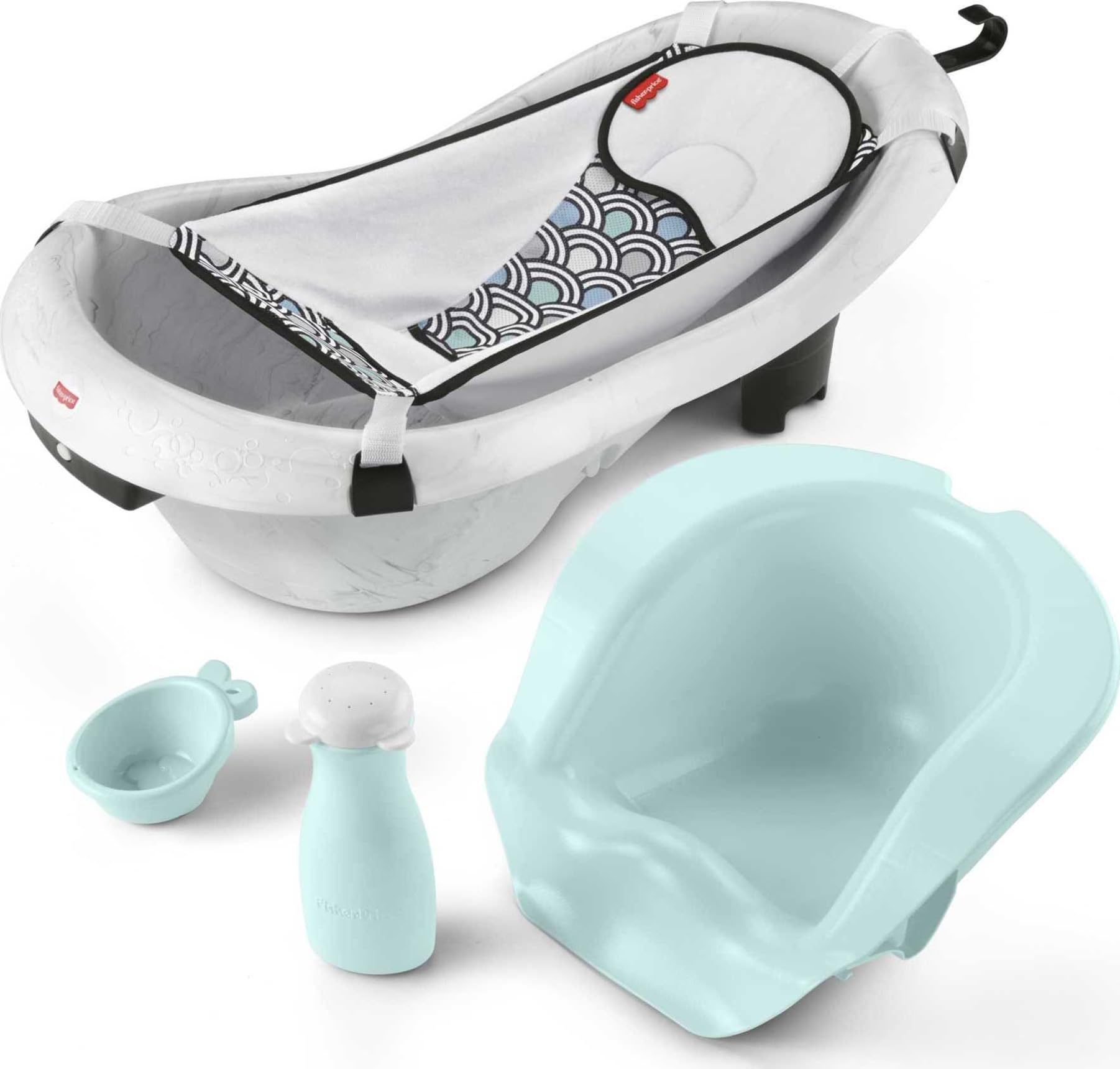 Fisher-Price Baby Deluxe 4-in-1 Sling 'N Seat Tub, Convertible Baby Bathtub with Support and Seat