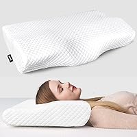 Contour Memory Foam Pillow for Neck Pain Relief, Adjustable Orthopedic Ergonomic Cervical Pillow for Sleeping with Washable Cover, Bed Pillows for Side, Back, Stomach Sleepers