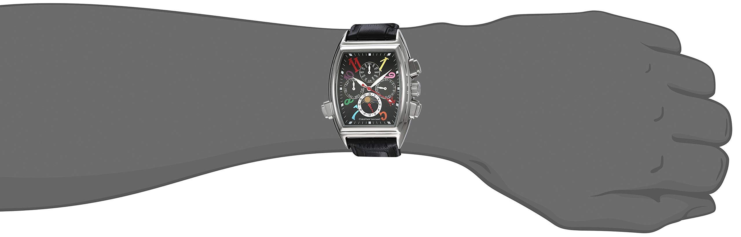 Christian Van Sant Men's CV2130 Grandeur Analog Display Automatic Self Wind Black Watch