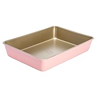 Paris Hilton Nonstick Carbon Steel Bakeware Collection, 13-Inch x 9-Inch Multipurpose Pan, Dishwasher Safe, Made without PFOA and PFAS, Pink Champagne Two-Tone