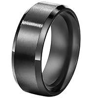 Couples 8mm Wedding Bands, Stainless Steel Ring, Mens Black Rings Womens, Size 12.5