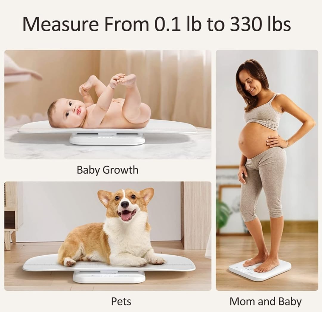 Filixtrue Digital Baby Scale with Hold Function, Pet Scale, Muti-Function Toddler Scale,Infant Scale Measure Adult/Puppy/Cat/Dog Weight (lb/kg/oz) and Height Track, LCD Display