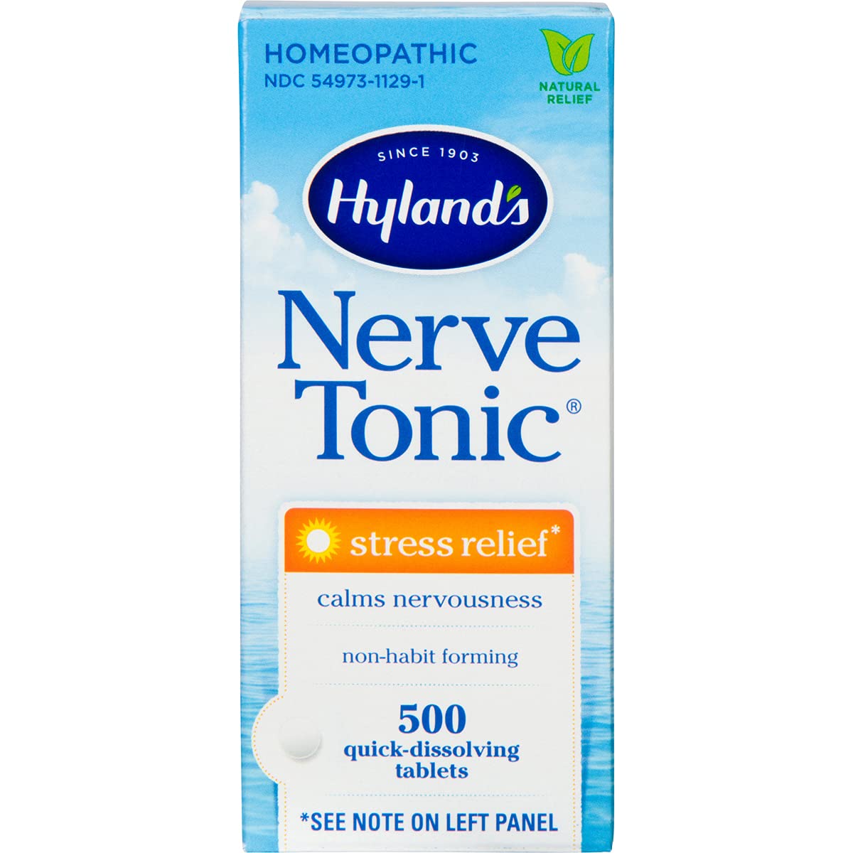 Hyland’s Nerve Tonic Stress Relief Tablets, Natural Relief of Restlessness, Nervousness and Irritability Symptoms, Non-Habit Forming, 500 Count