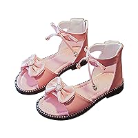 Girls Sandals with Pearls Flowers Leather Shoes Sandals for Little Girls Party Shoes Shoes for Little Girls Adjustable Walking Shoes Glitter Shoes