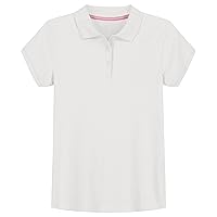 IZOD Girls' School Uniform Short Sleeve Polo Shirt, Button Closure, Comfortable & Soft Interlock Fabric