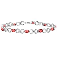 Dazzlingrock Collection Each 6X4 MM Oval Lab Created Gemstone & Round White Diamond Infinity Link Bracelet, Sterling Silver