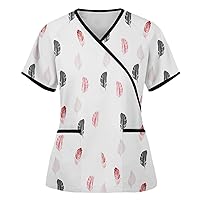 Novelty Working Uniforms Women Cartoon Pattern Turtle Neck Short Sleeve Tee Fashion Shirts for Women
