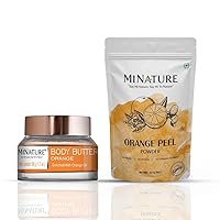 Pack of Orange Peel Powder (227g) & Orange Body Butter (50g) by mi nature | Powder & Facial Toner/Mist | Skincare routine | All Pure & Natural | Free from Chemical,Preservative, & Cruelty fre