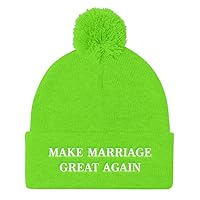 Make Marriage Great Again Beanie (Embroidered CuffedPom Pom Knit Cap) Getting Married Bride Groom Hat