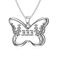 Valentine Gift for Her Women Mother Girls 925 Sterling Silver Angel Number Butterfly Pendant Necklace for Women 1111 222 333 444 555 777 888 999 Necklace Numerology Jewelry Gift for Her