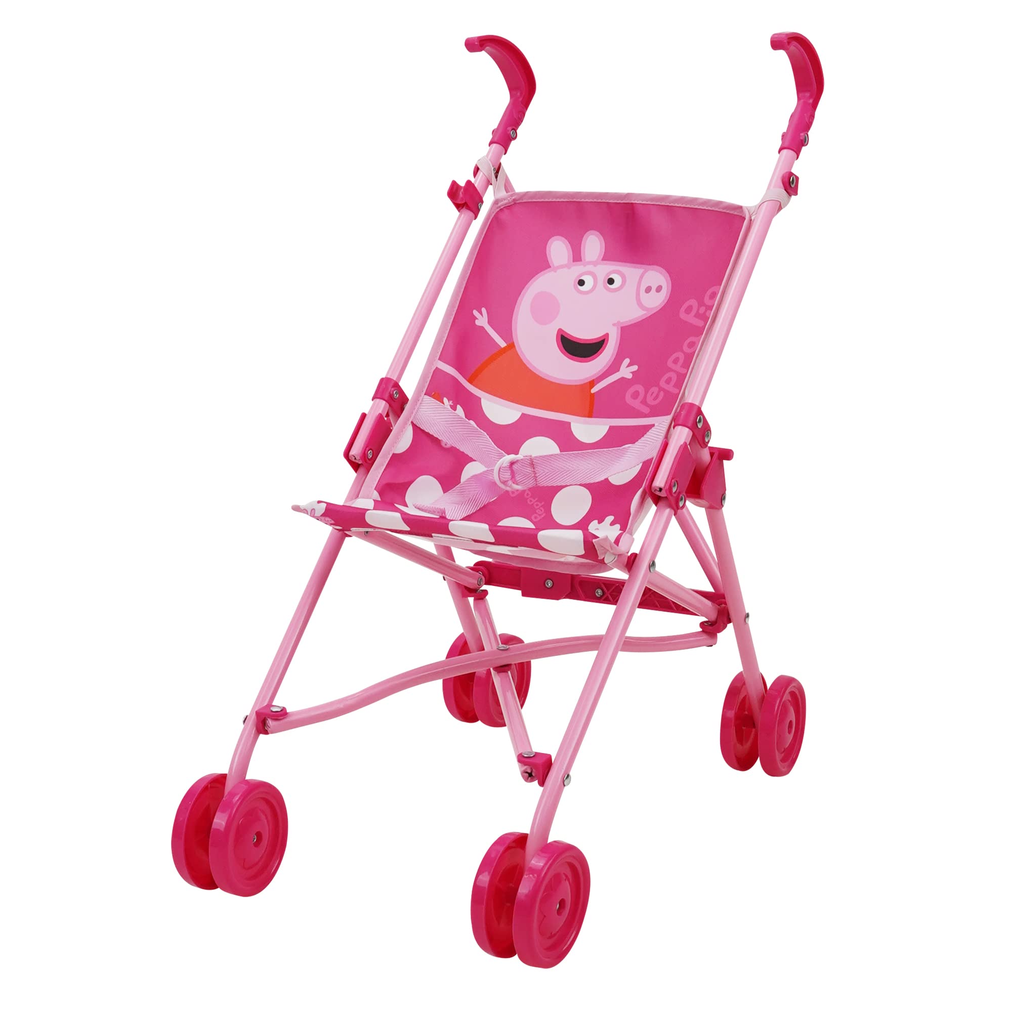 Peppa Pig: Doll Umbrella Stroller - Pink & White Dots - Fits Dolls Up to 24