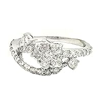 Genuine 1.23 Carats Diamonds Flower 18k White Gold Ring
