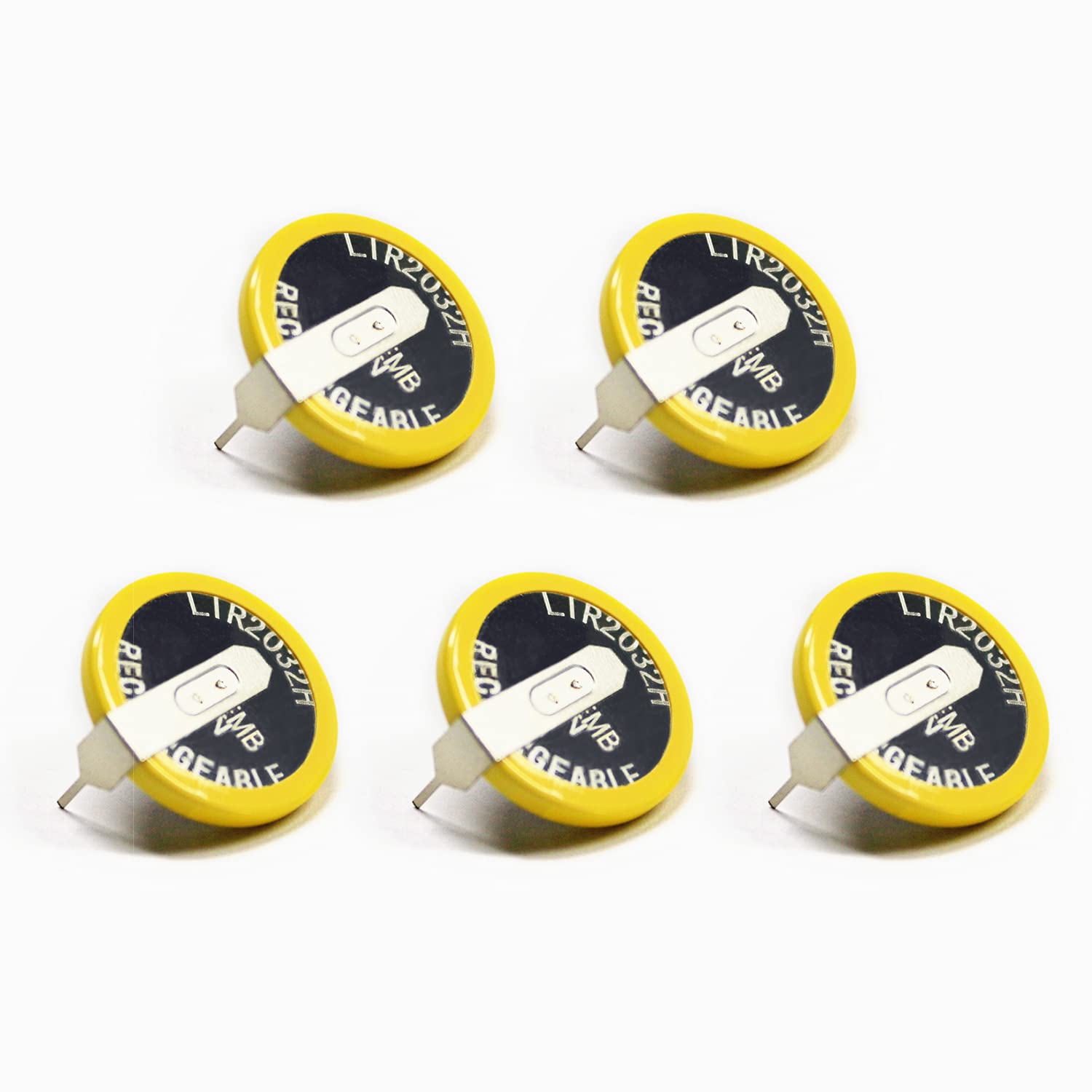 5PCS EEMB LIR2032H Rechargeable Battery 70mah 3.7V Lithium-ion Coin Button Cell Batteries with Solder Tabs