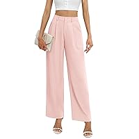 Women's Business Work Trousers High Waisted Wide Leg Pants Long Straight Suit Pants with Pocket