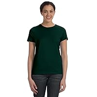 Hanes Ladies 45 oz, 100% Ringspun Cotton nano-T T-Shirt - DEEP FOREST - S - (Style # SL04 - Original Label)