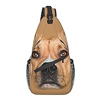 Pit Bull Terrier Chest Bag Shoulder Bag, Cute Animals Sling Backpack Casual Travel Bag For Men And Women