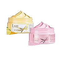 ANAI RUI Fcial Mask Set with Tumeric Vitamin C Face Mask + Pink Skincare Clay Mask for Refining Pores, Smooth, Radinace