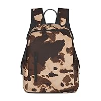 Brown Cowhide Art Print Simple And Lightweight Leisure Backpack, Men'S And Women'S Fashionable Travel Backpack