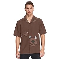 ALAZA Mens Funny Bear Face on Brown Quick Dry Hawaiian Shirt