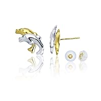 Solid 14K Yellow Gold Sea Life Stud Earrings | Baby Duck Starfish Turtle and Dolphins Stud Earrings | 14k gold Stud Earrings For Women and girls