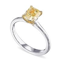 Leibish & co 1.26Cts Yellow Diamond Engagement Solitaire Ring Set in Platinum & 18K Yellow Birthday Loose Stone Gift For Her Wedding Engagement Anniversary Natural Real