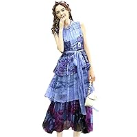 Women's Summer Dress,Print Lace-Up Chic Mulberry Silk Dress