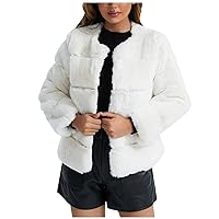 Women's Coats Winter Fleece Cropped Jacket Long Sleeve Open Front Cardigan Warm Outerwear Fall Clothes, S-2XL