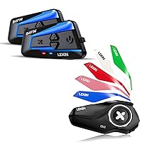 LEXIN B4FM Motorcycle Bluetooth Headset Dual Pack, Bundle with G1 (𝐍𝐨 𝐈𝐧𝐭𝐞𝐫𝐜𝐨𝐦 𝐅𝐮𝐧𝐜𝐭𝐢𝐨𝐧𝐬) Helmet Speakers with Mcrophones, Widely Compatible with Snowmobile/ATV/Dirt Bike Helmets