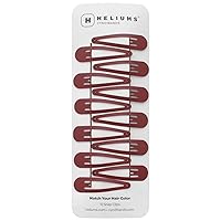 Heliums 2 Inch Snap Clips - Auburn - 12 Count, Metal Hair Barrettes for Women, Thin Hair and Kids, Blends with Red Hair Color