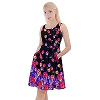 CowCow Womens Plus Size Swing Dress Casual Stretch Dress Summer Floral Knee Length Skater Dress with Pockets