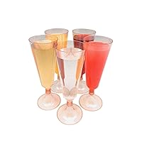 Oojami 140 pc Plastic Classicware Glass Like Champagne Wedding Parties Toasting Flutes Party Cocktail Cups (Rose Gold Glitter)