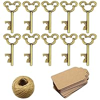 XONOR 50Pcs Vintage Skeleton Key Bottle Openers with 50pcs Escort Card Tag and Twine for Wedding Party Favors Rustic Decoration (Bronze)