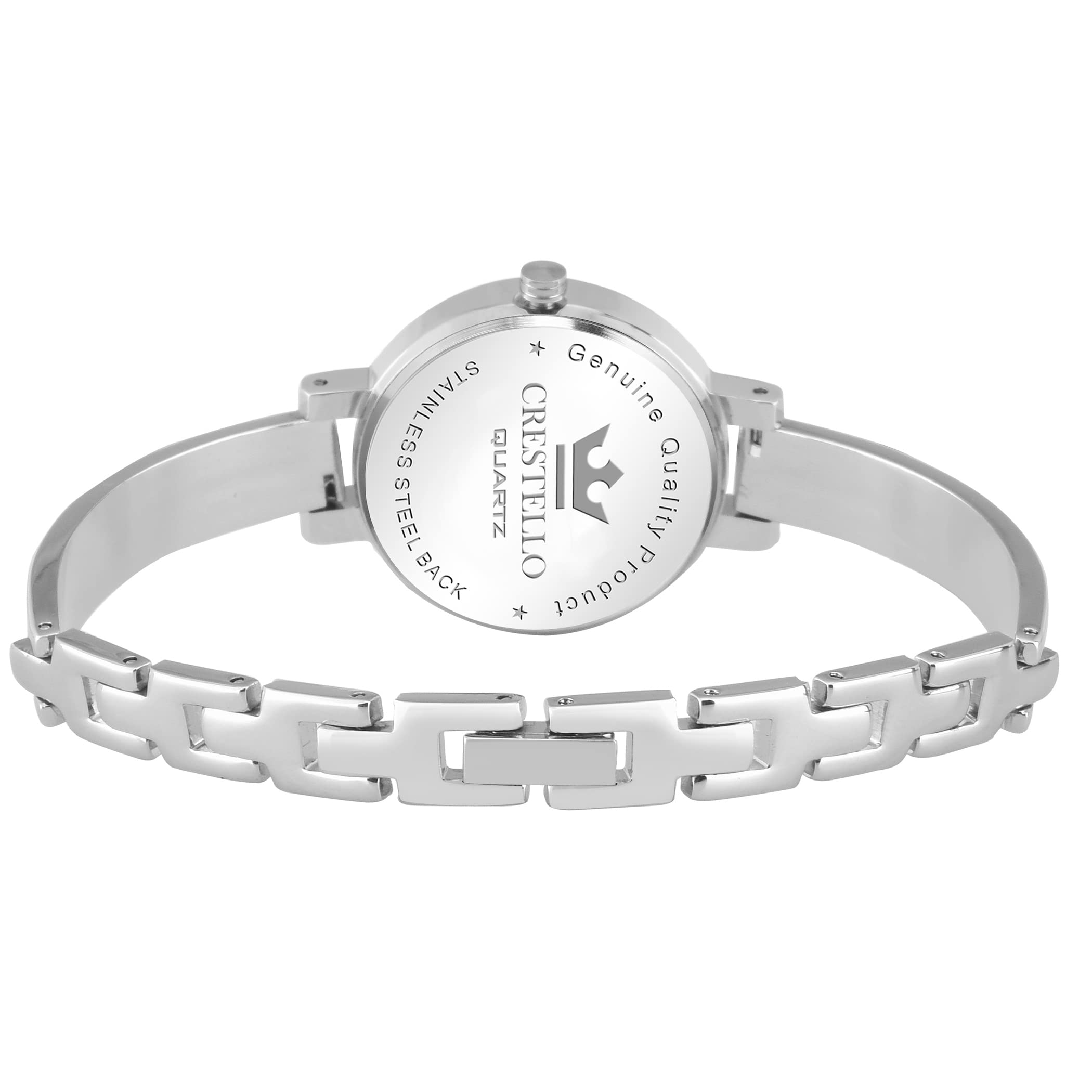 CRESTELLO Silver Plated Bracelet Analog Wrist Watch for Women (Pink/Silver/Green/Blue) | UCR-DZL126