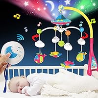 BOBXIN Baby Mobile for Crib, Crib Mobile with Projector and 108 Melodies Music, Crib Toys with Remote Control and Hanging Rattles Rotating,Gift for Newborn and Baby Boy Girl Sleep