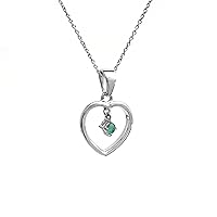 925 Sterling Silver Green Emerald Gemstone Heart Design Pendant With Chain 925 Hallmarked Jewelry | Gifts For Women And Girls