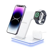 Intoval Charging Station for Apple iPhone/iWatch/Airpods, 3 in 1 Wireless Charger for iPhone15/14/13(Pro, Pro Max) 12/11/XS/XR, iWatch9/8/Ultra/7/6/SE/5/4/3/2, Airpods Pro2/Pro1/3/2/1(Z5 White)