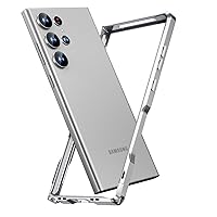 Bumper Case for Samsung Galaxy s24 Ultra Case Metal, Aluminum Frame &Cover Slim Funda para S 24 Ultra 6.8 '' 5G 2024 Slim S24Ultra Phone Cases (Silver)