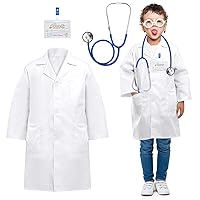 Doctor Costume for Kids, Doctor Lab Coat with Stethoscope, Toddler Scientist Career Day Dress up for Boy Girl 3-12