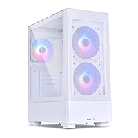 High Airflow Mid-Tower ATX PC Case with RGB Fans, Tempered Glass Side Panel, USB-C Port (LANCOOL 205 MESH C, White)