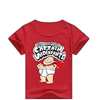 Kids Toddlers Captain Underpants Short Sleeve Round Neck T-Shirts(2-12Y)