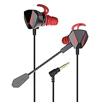Wired Gaming Earplugs 10mm Driver Unit, Strong Bass, High Fidelity Sound Quality, Detachable Noise-Cancelling Microphone, Ideal Headset for Playing Games, Suitable for 3.5mm Audio Jack