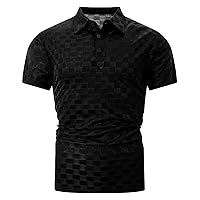 Men's Cooling Ice Silk Shirts Short Sleeve Collared Golf Shirts Summer Casual Checked Beach Regular Fit Tropical Slim Tops