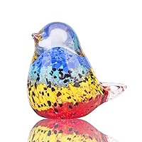 QFkris Art Glass Bird Figurine Handmade Blown Glass Crystal Paper Weight Christmas Birthday Gift Home Table Ornament Decor (N003)