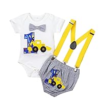 IMEKIS Baby Boys 1st Birthday Cake Smash Dinosaur Caterpillar Outfit Romper Bloomers Suspenders 3PCS Photo Props Clothes Set